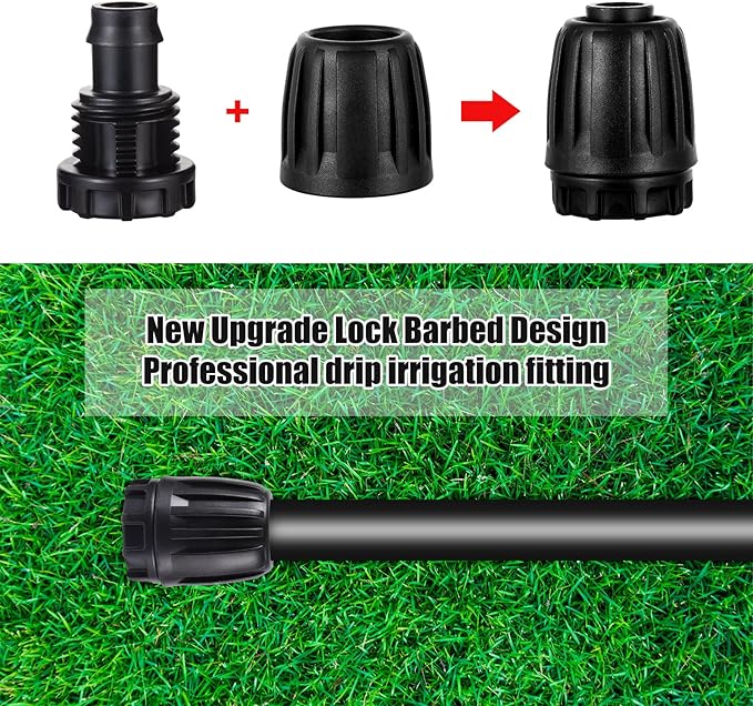 12pc 1/2"Drip Irrigation End Plugs Fittings,ANTI-LEAK Lock Barbed End Cap For (1/2" ID x0.6-0.63" OD) Drip Tubing Drip Irrigation Fittings (12Pcs 1/2 inch Irrigation End Plugs)