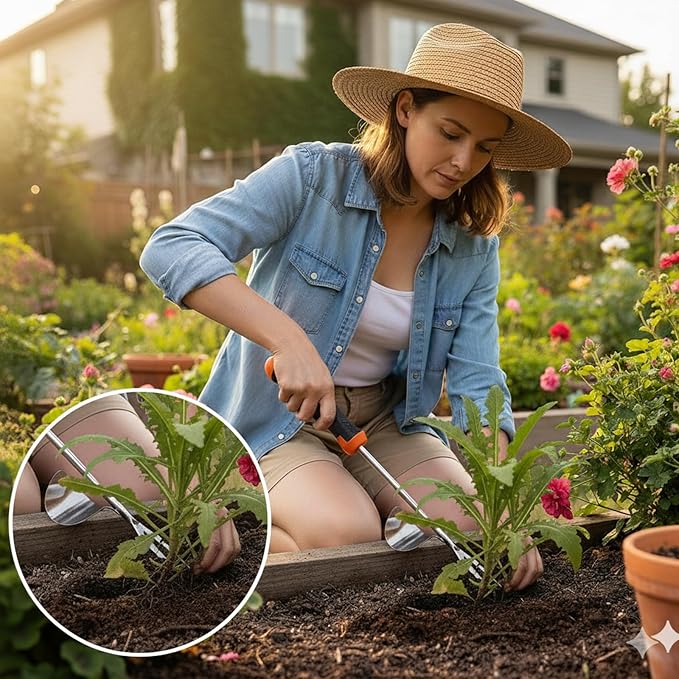 Weed Puller Tool, Portable Rubber-Handled Garden Tools, Four-Tined Weeding Tool, Uprooting Weeding Tools, Crevice Weeder, Backyard Farming Weeding and Weed Removal Tool (style2)