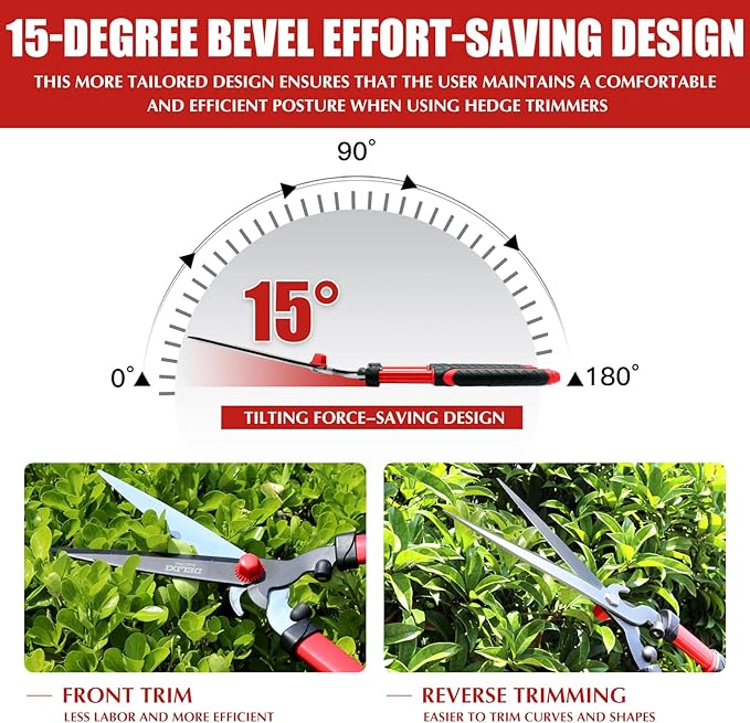 Garden Hedge Shear with Bypass Shear,Garden Hedge Trimmer with Shock Absorbing Cushion,Hedge Clipper for Trimming Border,Bush
