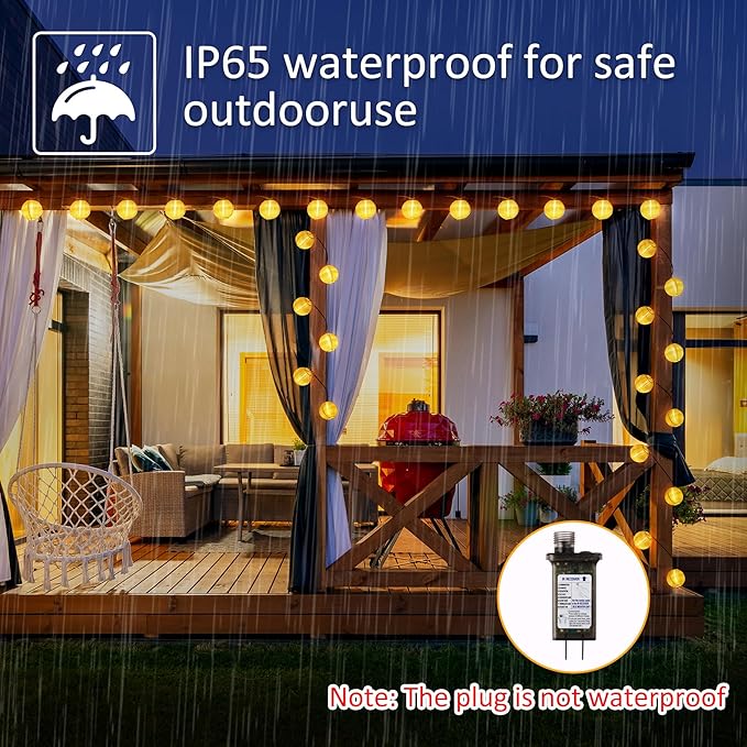 Lantern String Lights Outdoor Plug in, 40Ft Connectable Warm White & White Lantern Lights with Remote Control, 40 LEDs String Lights Outdoor for Patio Balcony Garden Bedroom