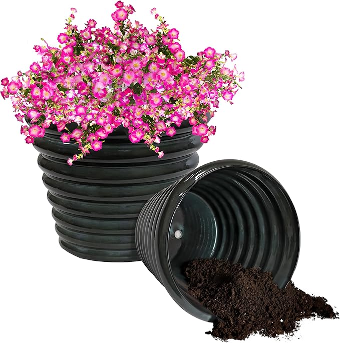 Sunnydaze Molly 12.5" Metal Outdoor Plant Pot Set with Drainage Holes and Rubber Plugs- Juniper Glaze - Set of 2