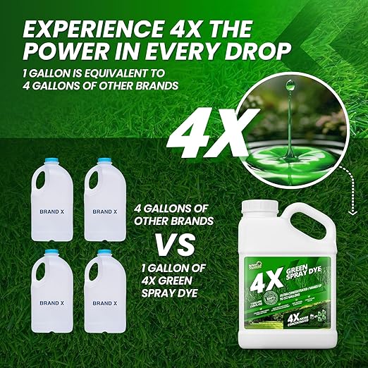 1 Gallon 4X Green Spray Dye - Makes 512 Gallons of Concentrated Spray Pattern Indicator Dye, Ideal Fertilizer Marking, Lawn Turf Mark and Marker, Mark Where You've Sprayed with Green Color Indicator