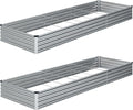 ZUNUDA 10×3×1FT(2PCS) Galvanized Raised Garden Bed Kit, Metal Planter Boxes,Large Outdoor Planters Garden for Planting Vegetables,Flowers,Herbs -Silver