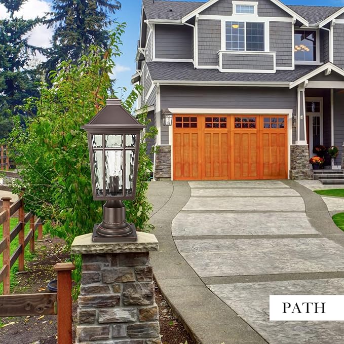 Darkaway Large Outdoor Post Lights Lamp Post Light Fixture, 17inch Waterproof Aluminum Housing with Water Ripple Glass, Fence Post Deck Lighting for Garden Patio Pathway