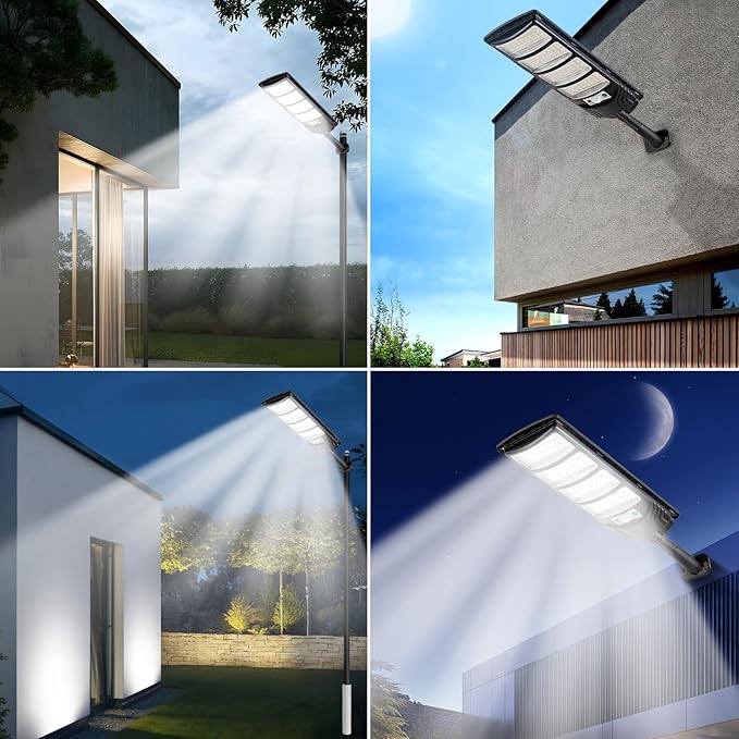 Viruhaka Solar Outdoor Lights,448LEDs Street Lights with 20000LM Hight Brightness, IP66 Waterproof Security Flood Light, Dusk to Dawn Solar Street Lights,for Exterior Wall, Patio, Yard, Deck, Garden