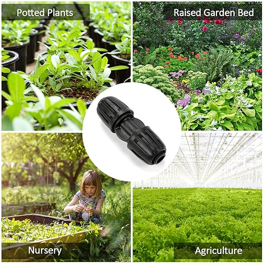 Copadri 1/2 Inch Drip Irrigation Coupling Fittings, 12 Pieces Barbed Locked Coupler Connectors for 1/2 Inch Irrigation Tubing (1/2" ID x 0.640" OD) Anti-leak Straight Coupling for Garden Drip Systems