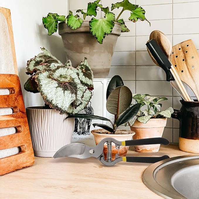 HOMSFOU Portable Pruning Scissors Garden Trimming Tool with Aluminum Handle 10-inch Branch Pruning Shears for Fruit Trees and Lawn Care