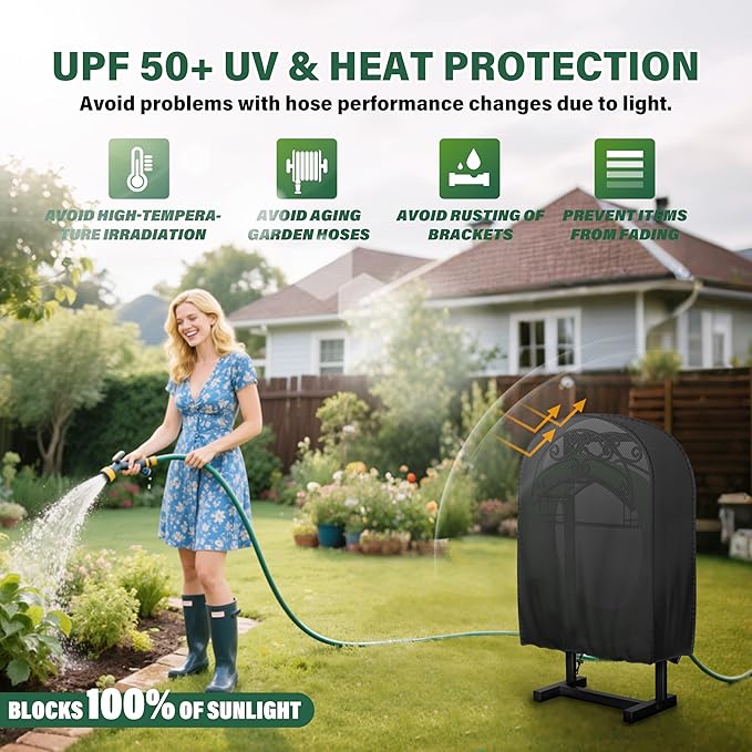 Bethshaya Garden Hose Holder Cover , Extends Hose & Hose Holder Lifespan,Weatherproof Protection Against Rain, Sun & Snow – Universal Fit for Hose Hangers (Black Cover Only)