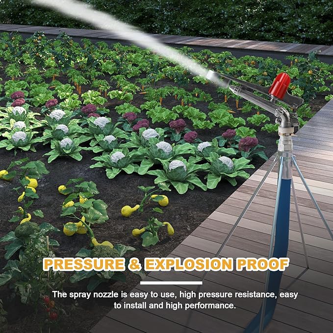 1.5" Agriculture Farm Irrigation Sprinkler Lawn Sprinkler Irrigation Spray Gun Large-Area Watering Spray 360° Rotary Farm Lawn Garden Irrigation, Pack of 2