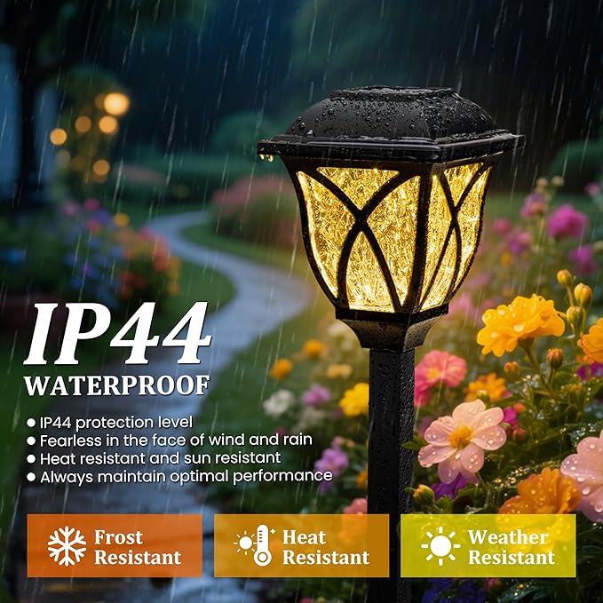 GIGALUMI 8 Pack Solar Lights Outdoor Waterproof, LED Solar Garden Lights, Outdoor Decorations, Garden Decor for Yard, Patio, Landscape, Planter, Walkway (Warm White)