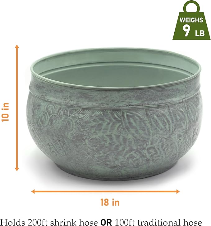 Good Directions 457 Key West Garden Hose Holder Pot, Large Capacity, Blue Verde Finish