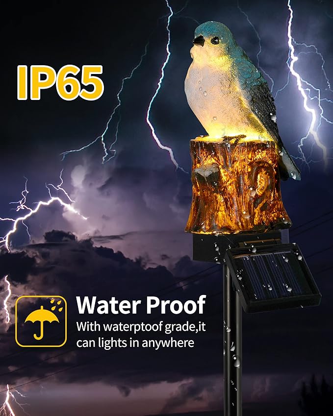 iStatue Bird Solar Decorative Garden Stake Lighting, Waterproof Cute Animal Outdoor Figurine Lights Ornament Statue Decor for Pathway, Patio, Lawn Housewarming Gifts (Bird)