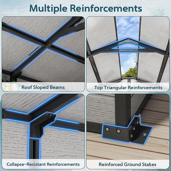 WUKHG 6X8 FT Outdoor Storage Sheds, Plastic Storage Shed with Floor & Drainage Channel for Bikes, Furniture, Gardening Tools, Lockable Outdoor Shed Suitable for Backyard, Patio, Lawn