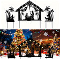 3Pack Lighted Metal Nativity Scene Garden Stake,Solar Christmas Decorations Outdoor,Silhouette Nativity Set Outside for Yard Decor