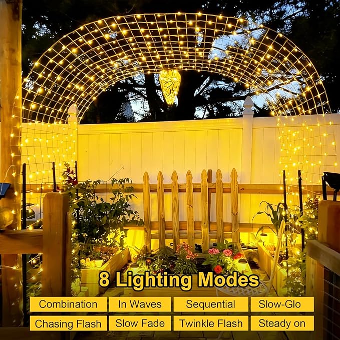 QITONG Solar Fairy Lights, 4 Pack Each 33ft 100 LED Warm White Christmas Light Outdoor Waterproof, 8 Modes Silver Wire Twinkle Mini Lights