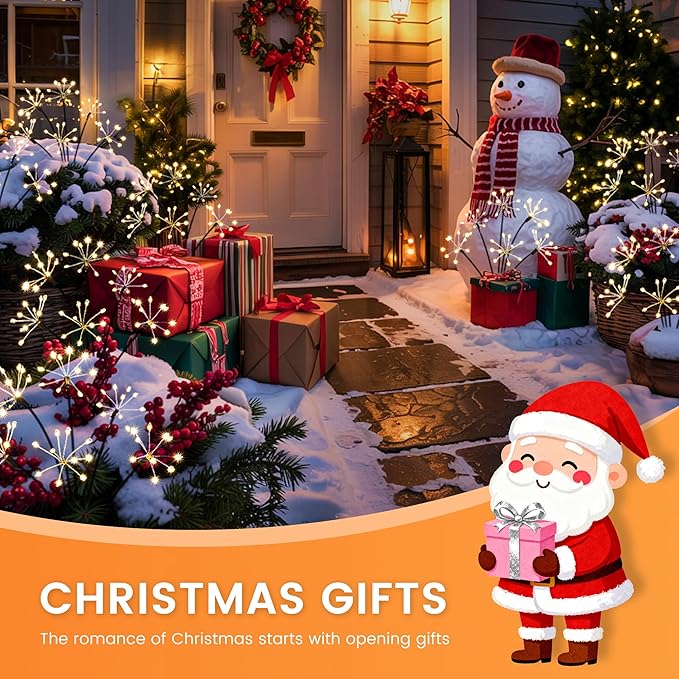 Solar Garden Lights Outdoor, Solar Garden Decor, Solar Fairy Lights, Gardening Supplies, Solar Powered Lights Waterproof for Yard Patio, Fairy Decor Firwork(2 Pack)