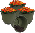 Sunnydaze Michael 14.5" Metal Outdoor Plant Pot Set with Drainage Holes and Rubber Plugs - Matte Sage - Set of 4