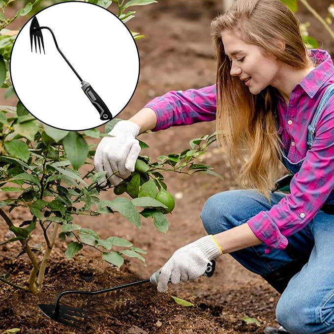 YDKOJGW 3 pcs Weed Puller Tool Garden Weed Pulling Tool, 2025 New Garden Weed Puller Tools Hand Weeder Tool with Rubber Handle, 4 Teethes Dual Purpose Manual Weeders Tool Weed Pulling Tool for Garden