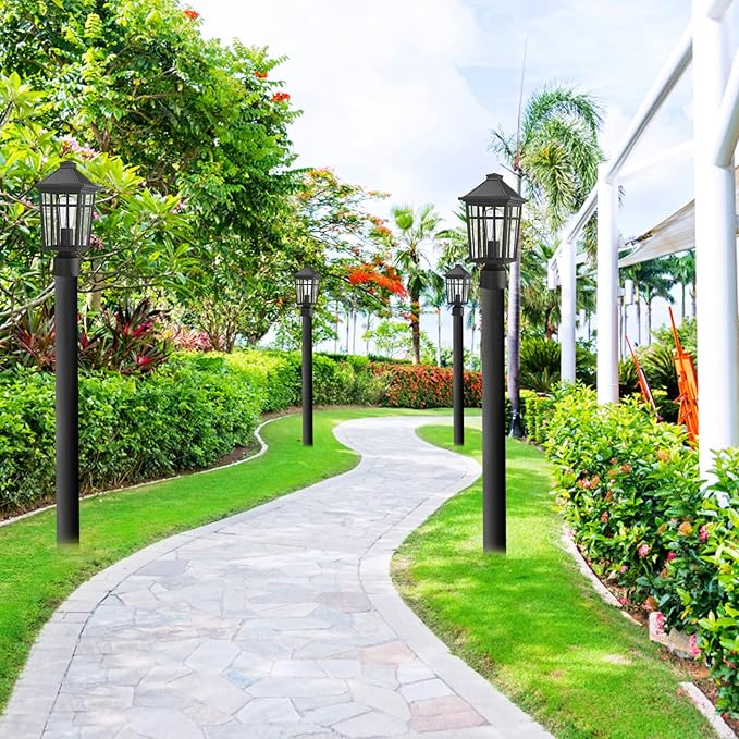 Darkaway Outdoor Post Lights Lamp Post Light Fixture, Waterproof Aluminum Housing with Glass, Fence Post Deck Lighting for Garden, Patio, Pathway (1 Pack, Black)