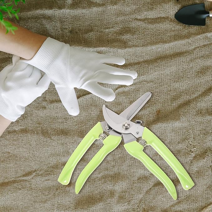 2pcs Stainless Steel Garden Pruning Shears and Plant Clippers for Outdoor Branch Trimming with Curved and Straight Colored Blades, Gardening Hand Tools for Flower, Fruit, and Tree