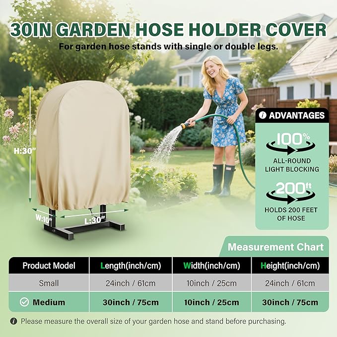 Bethshaya Garden Hose Holder Cover,Waterproof, Dustproof and Sun-Proof Protect Your Garden Hose and prolong its Life(30"W x 10"D x 30"H)(Cover Only）