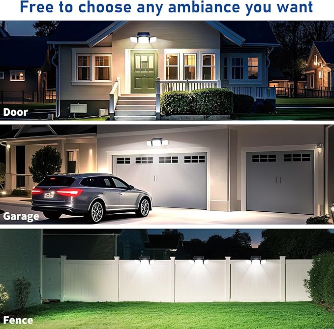 Solar Security Light Outdoor Super Bright LED, Motion Sensor Flood Light, 3 Heads 270° Wide Angle, Remote Control,IP65 Waterproof, 3 Modes (2 Packs)