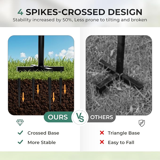 Favormony Garden Hose Reel - Heavy Duty Outdoor Turntable Water Hose Holder with Sturdy Cross Base, 100 ft of 5/8" Hose Capacity, Height Adjustable 360 Degree Rotate Freestanding Hose Stand for Yard