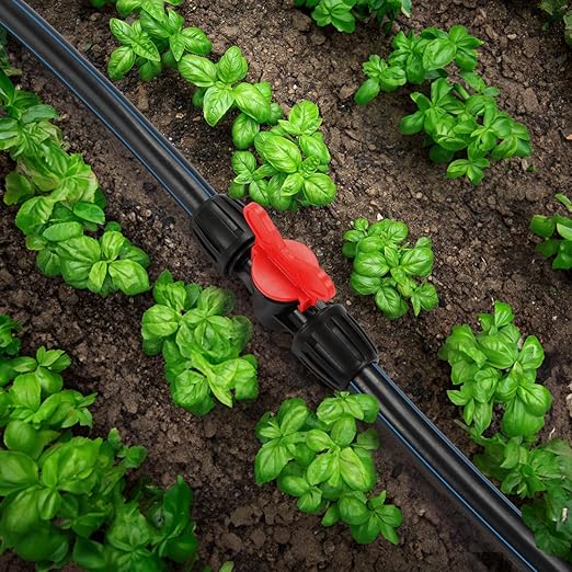 Copadri 12 Pieces 1/2 Inch Drip Irrigation Valve Fittings, 1/2'' Barbed Shut Off Valve for 1/2 Inch Irrigation Tubing (1/2" ID x 0.640" OD) Anti-leak Straight Irrigation Parts for Garden System