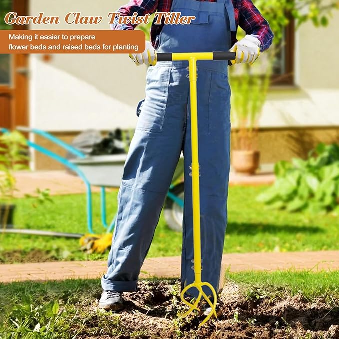 Garden Hand Tiller Garden Claw Twist Tiller Cultivator Tiller Soil Loosener Lawn Aerator Areator Loosen, Rototiller, Garden Bed and Plant Box Cultivator, Garden Tools.