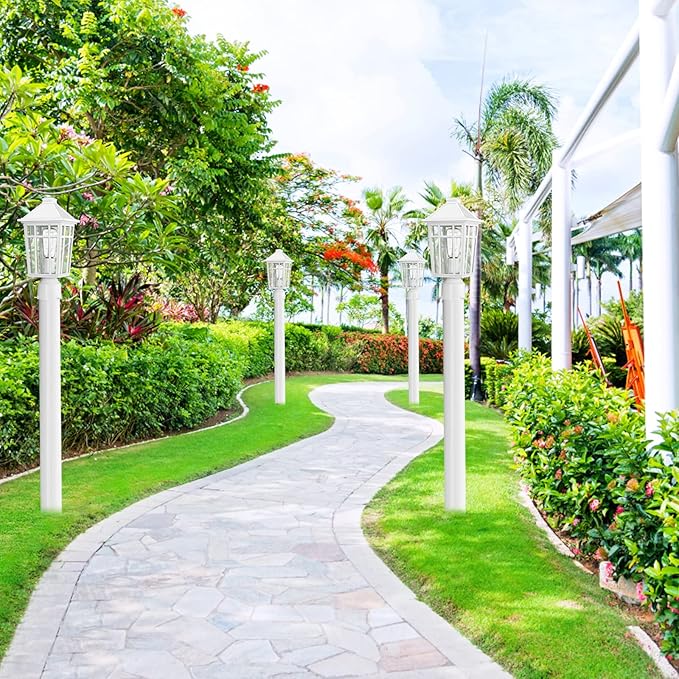 Darkaway Outdoor Post Lights Lamp Post Light Fixture, Waterproof Aluminum Housing with Glass, Fence Post Deck Lighting for Garden, Patio, Pathway (2 Pack, White)