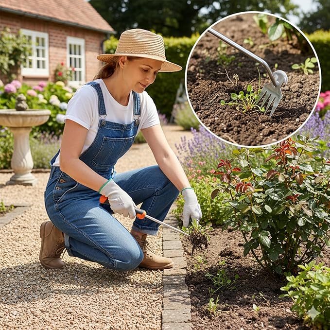 Weed Puller Tool, Portable Rubber-Handled Garden Tools, Four-Tined Weeding Tool, Uprooting Weeding Tools, Crevice Weeder, Backyard Farming Weeding and Weed Removal Tool (style2)