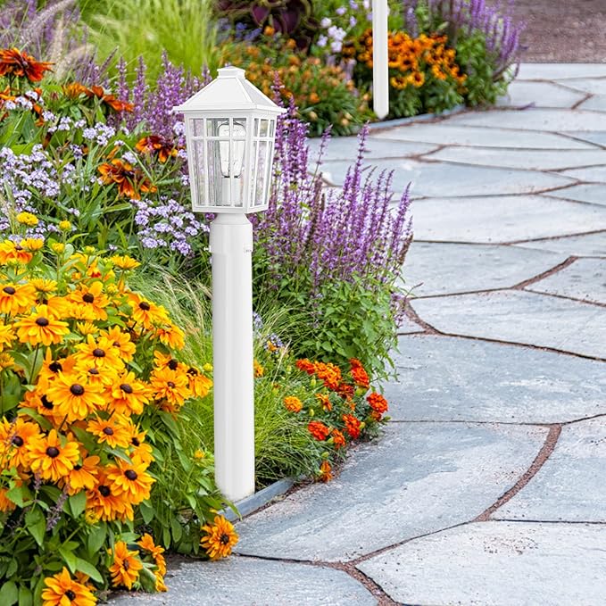 Darkaway Outdoor Post Lights Lamp Post Light Fixture, Waterproof Aluminum Housing with Glass, Fence Post Deck Lighting for Garden, Patio, Pathway (2 Pack, White)