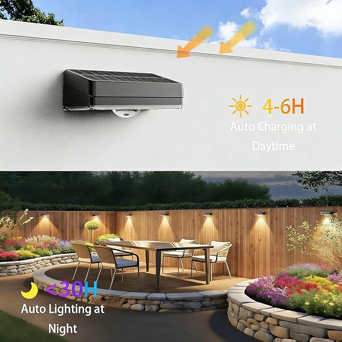 Solar Fence Lights,10 RGB Color Changing Modes,Solar Lights Powered Waterproof IP65,30 Hours Runtime,Easy Installation for Fence,Garden,Yard,Patio,Pool,Porch,Holiday Decor(24P)