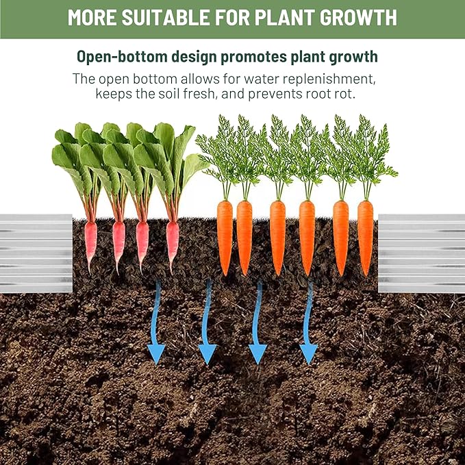 ZUNUDA 10×3×1FT(2PCS) Galvanized Raised Garden Bed Kit, Metal Planter Boxes,Large Outdoor Planters Garden for Planting Vegetables,Flowers,Herbs -Silver