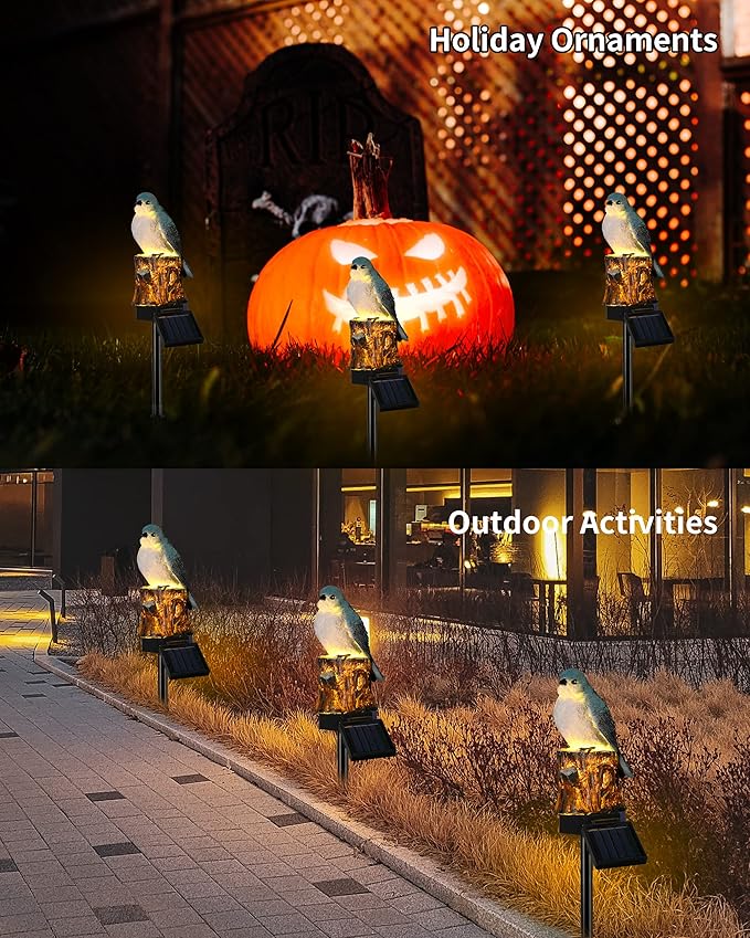 iStatue Bird Solar Decorative Garden Stake Lighting, Waterproof Cute Animal Outdoor Figurine Lights Ornament Statue Decor for Pathway, Patio, Lawn Housewarming Gifts (Bird)