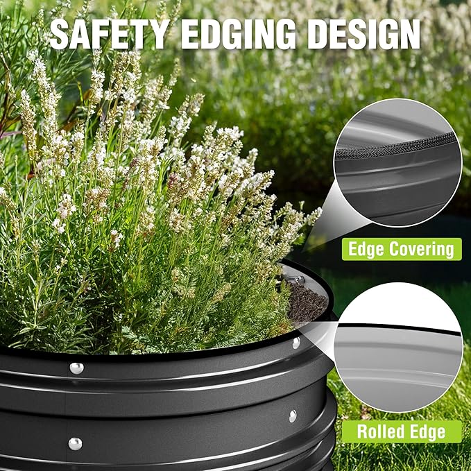 WORKPRO 3PK 2x2x1ft Outdoor Galvanized Raised Garden Bed Kit, Rust & Corrosion Protection, Easy Assembly, Safe Edge, Ideal for Vegetables & Flowers, Black