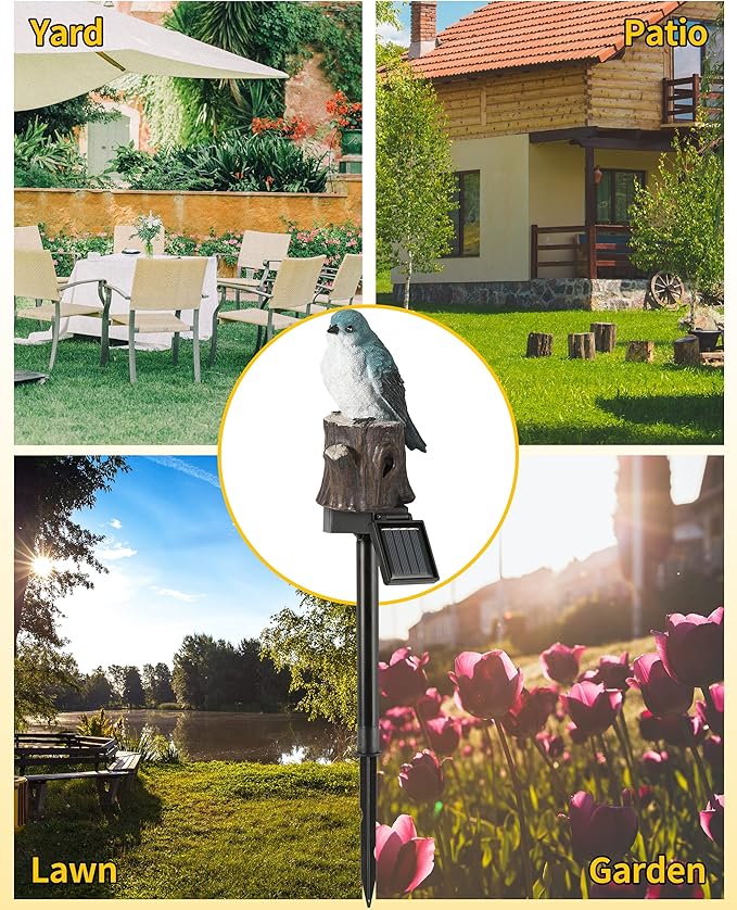 iStatue Bird Solar Decorative Garden Stake Lighting, Waterproof Cute Animal Outdoor Figurine Lights Ornament Statue Decor for Pathway, Patio, Lawn Housewarming Gifts (Bird)