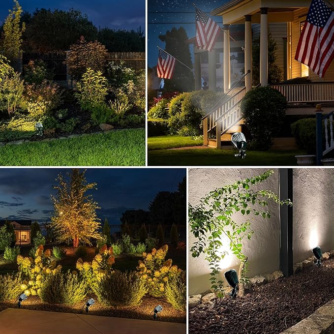 Spotlights Outdoor,120V Plug-in Halloween Spot Lights with Timer Remote Control,6000K Landscape Lighting with 5 Color Lenses (Red,Yellow,Green,Blue,Purple),IP67 Waterproof,1 Pack