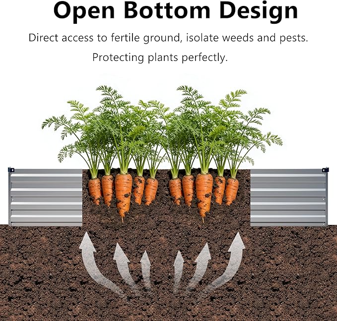 zunatu 8x2x1 ft(2 Pack) Galvanized Raised Garden Bed,Outdoor Planter Box Metal Patio Kit Planting Bed for Vegetables Flowers and Succulents,Silver