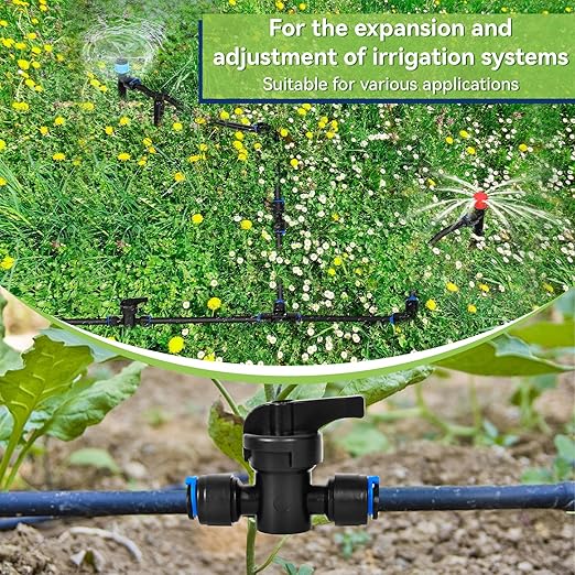 10 Pack 1/4" Drip Irrigation Shut Off Valve, Quick Connect Universal Drip Irrigation Tubing Coupling Valve, Connector Locking Fitting for Sprinkler or Drip Irrigation System