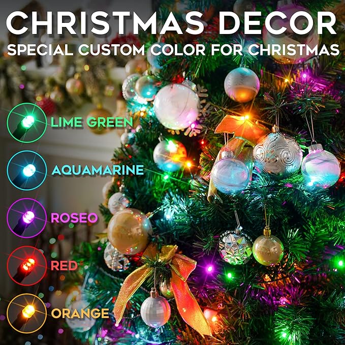 suddus 5 Colors Solar String Lights, Solar Christmas Lights Outdoor Waterproof with 8 Lighting Modes, Multi Colored 100LED Christmas String Lights for Indoor Patio Yard Trees Holiday Decoration