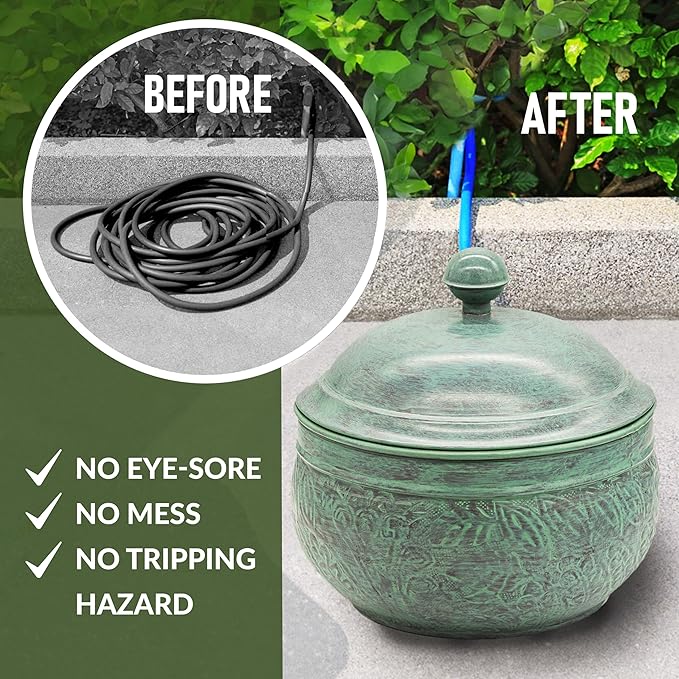 Good Directions 457-458 Key West Garden Hose Holder Pot, Large Capacity, Blue Verde Finish