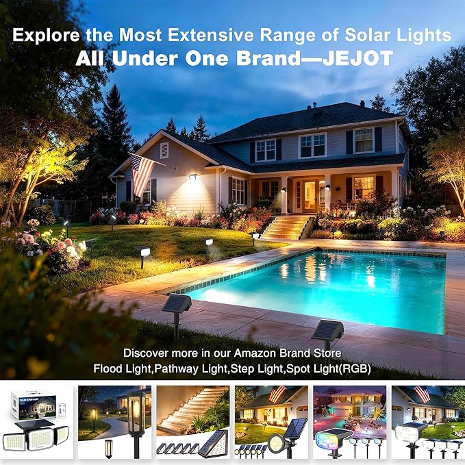 Solar Spotlights, Super Bright LED, 2 CCT Warm & Cool Light, Solarspot Lights for Outside Landscape Auto On/Off -2 Pack