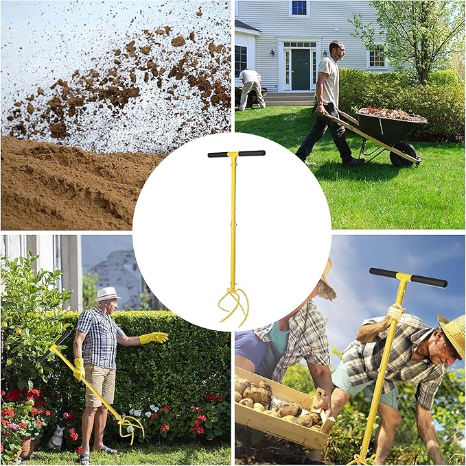 Garden Hand Tiller Garden Claw Twist Tiller Cultivator Tiller Soil Loosener Lawn Aerator Areator Loosen, Rototiller, Garden Bed and Plant Box Cultivator, Garden Tools.