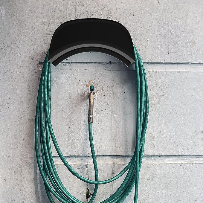 Gardzen Heavy Duty Hose Hanger Wall Mount, Hose Holder, Hook, Rack, Support for Outside, Black