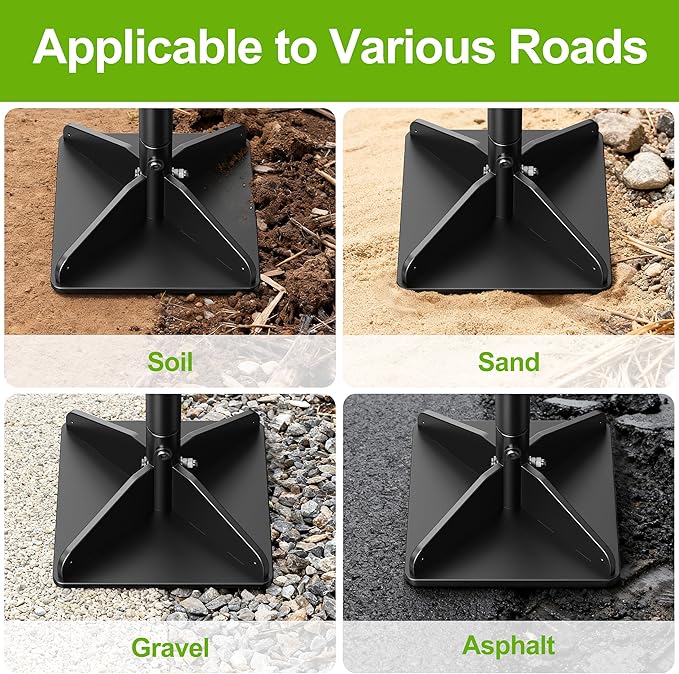 Heavy Duty Steel Tamper, 48" Handle Tamper with Comfortable Rubber Grip, 8×8" Garden Tamper Tool for Soil, Gravel, Asphalt & Lawn