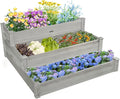 ZSYWODFO 3-Tier Raised Garden Bed with Fabric Liner, Wood Elevated Planter Box with Dovetail Joint Design, 3 Dividable Bed Kit for Vegetables/Herbs/Flowers, Outdoor Gardening for Patio, Lawn, Balcony