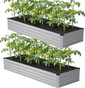 zunatu 10x2x1ft(2 Pack) Galvanized Raised Garden Bed,Outdoor Planter Box Metal Patio Kit Planting Bed for Vegetables Flowers and Succulents,Silver