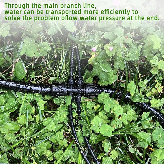 Spalolen 4 Pack 1/2'' to 1/4'' Drip Irrigation Fittings, Push-to-Fit 6 Way Drip Irrigation Part Barbed Tee Connectors, Anti-leak Locked Splitter Fitting for 1/2" Irrigation Tubing (0.6''-0.67''OD)