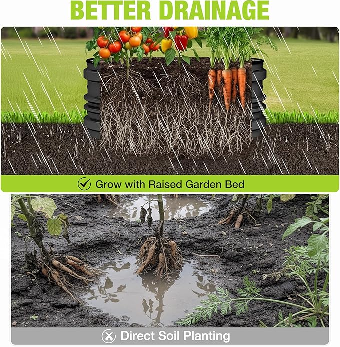 WORKPRO 3PK 2x2x1ft Outdoor Galvanized Raised Garden Bed Kit, Rust & Corrosion Protection, Easy Assembly, Safe Edge, Ideal for Vegetables & Flowers, Black